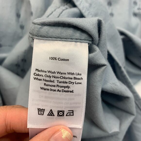 Eddie Bauer Shirt Mens L Large Iron Blue Button Down Classic Fit Printed Cotton - Picture 8 of 13